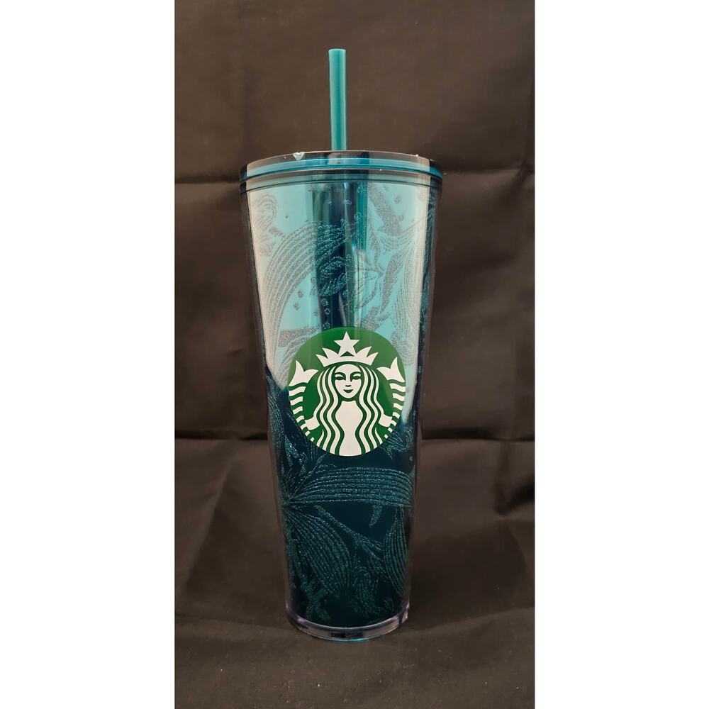 NWT Starbucks Emerald Green Floral Glitter Tumbler